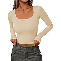iGENJUN Long Sleeve Shirts for Women Ribbed Knit Tops Casual